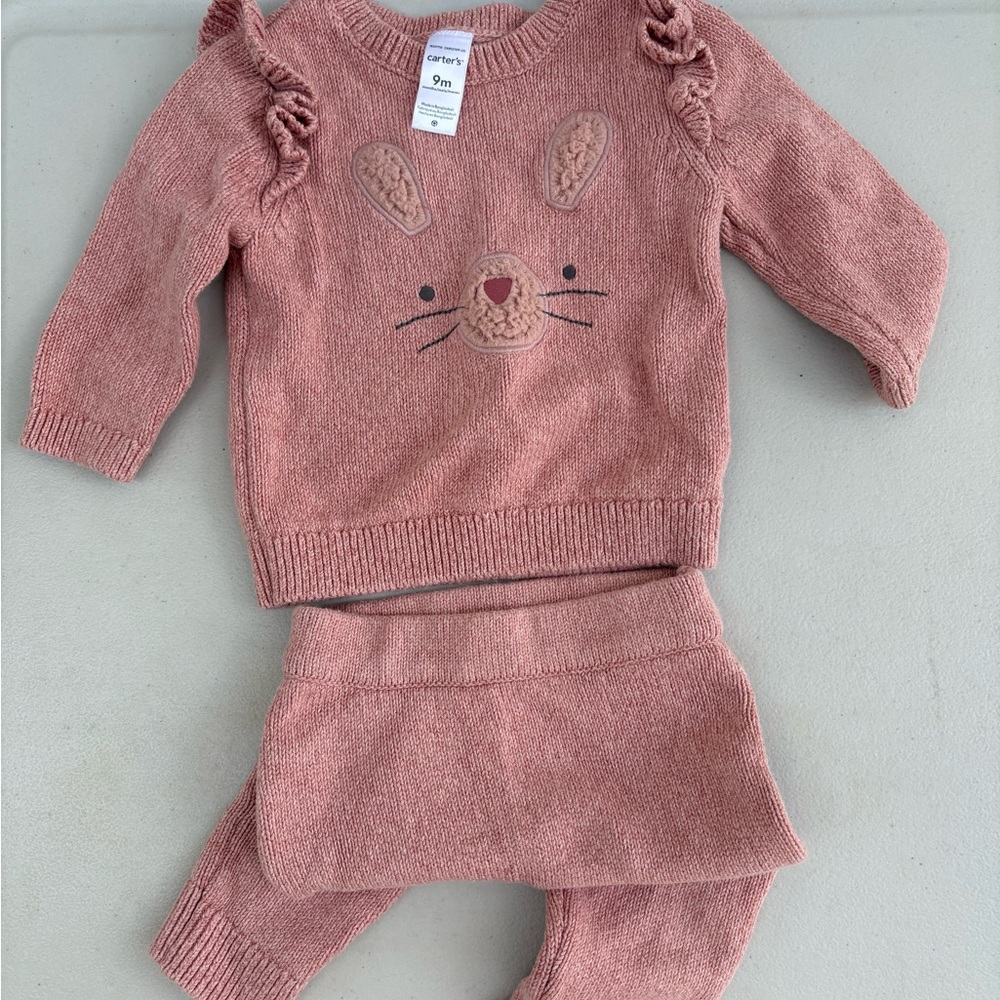 Carter's Dusty Pink Bunny Knit Set